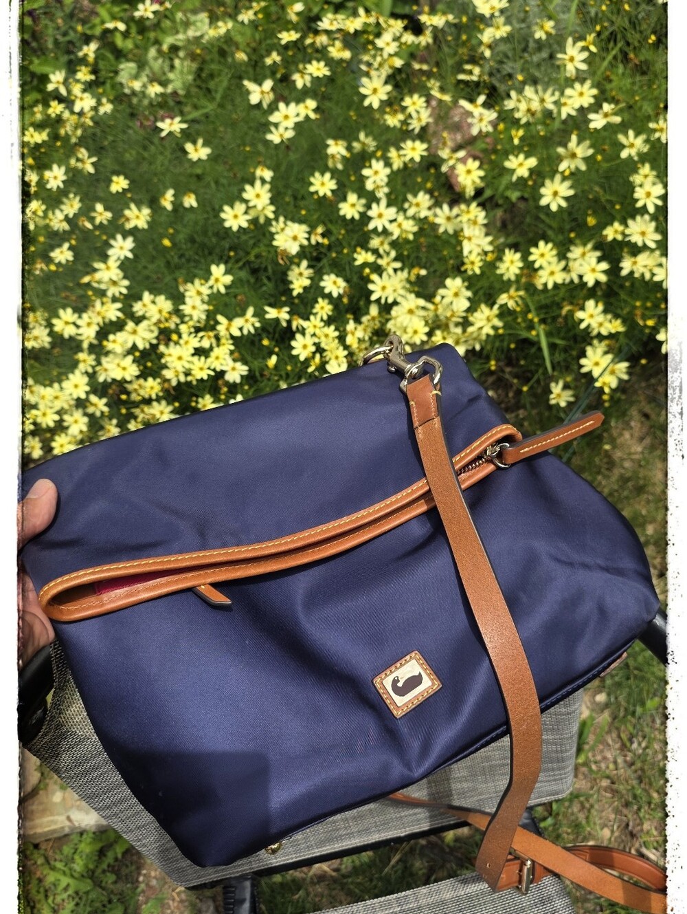 Dooney & Bourke Navy Blue Nylon And Leather Wayfairer Foldover Crossbody Bag EUC - Picture 9 of 13